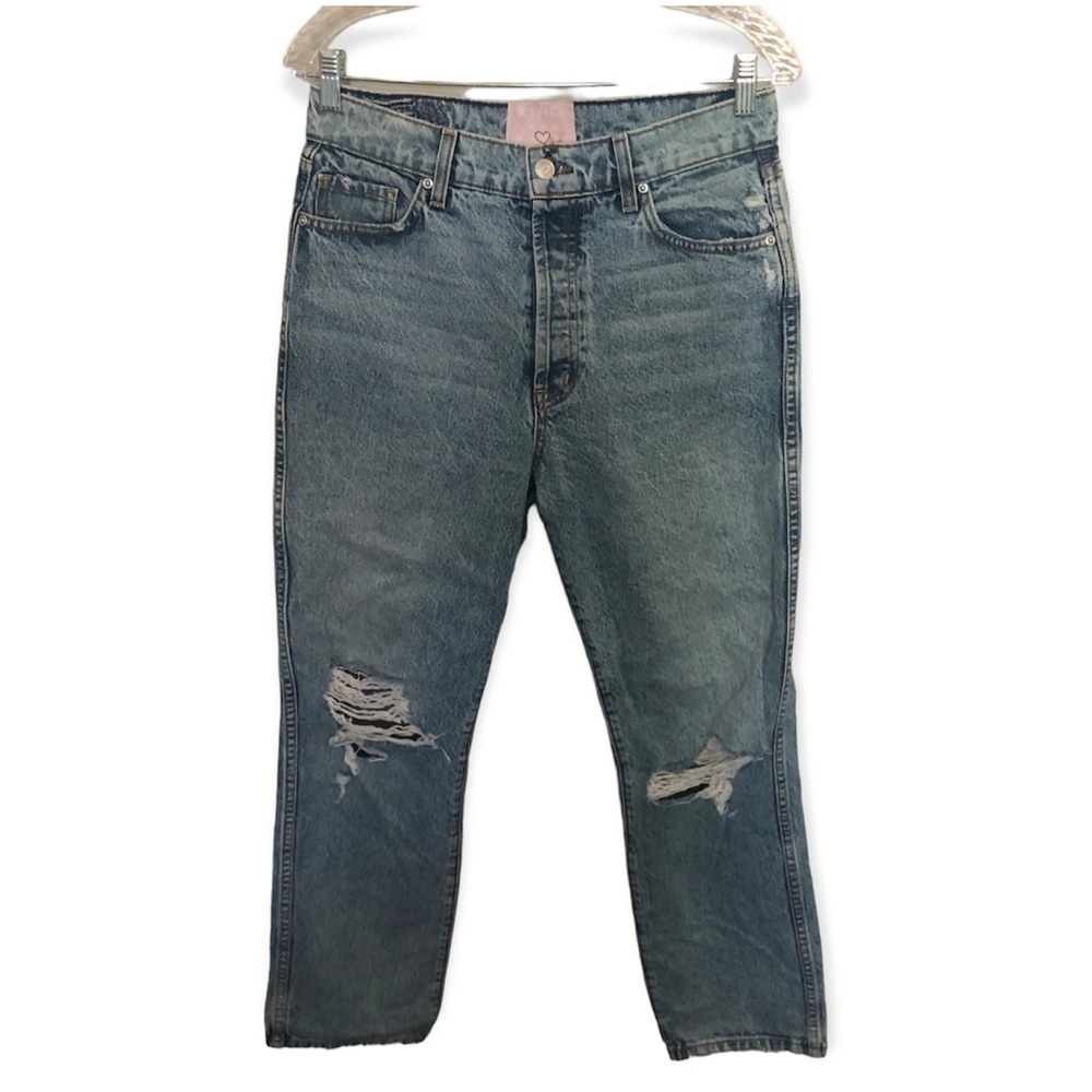 Revice high rise straight leg distressed jeans
